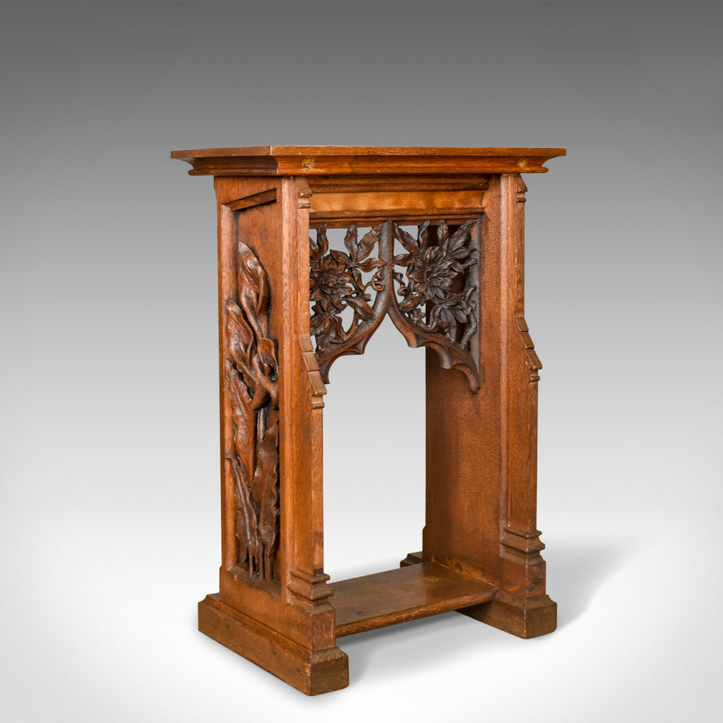 Antique Lectern, Carved, English, Oak, Stand, Ecclesiastical Gothic, Pugin c1880 - London Fine Antiques