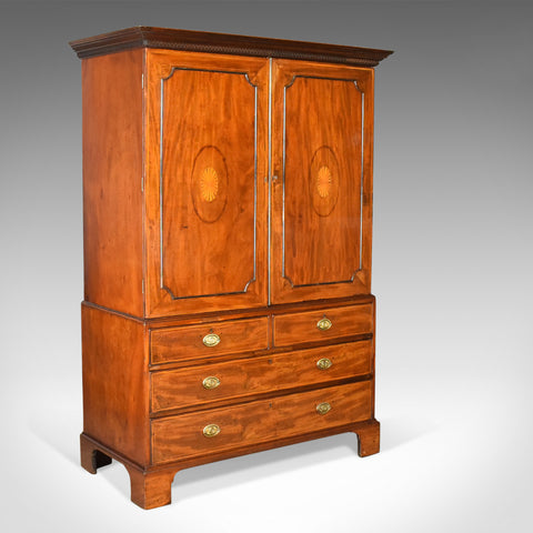 Antique Linen Press, English, Georgian, Housekeeper's Cupboard, Circa 1780 - London Fine Antiques