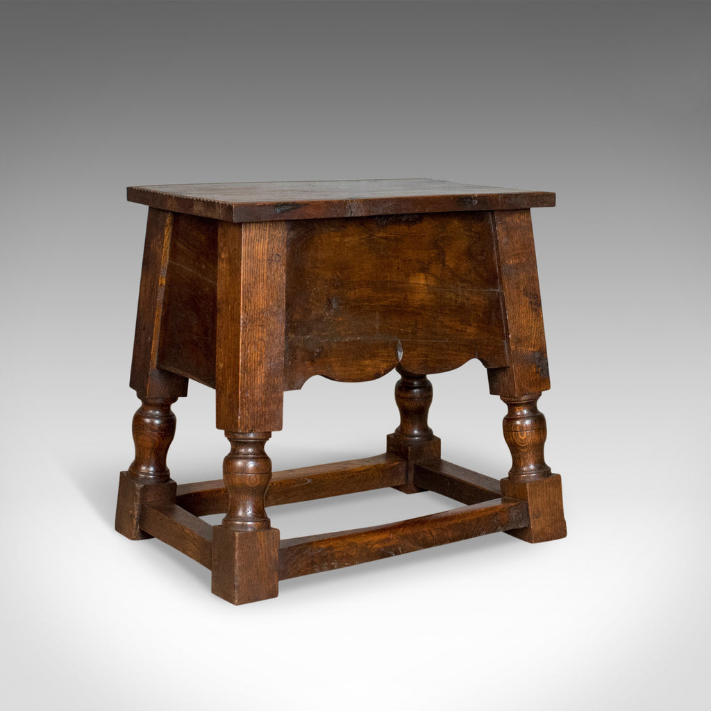 Antique Locker Seat, Victorian in Jacobean Taste, English Oak Joint Stool c.1900 - London Fine Antiques
