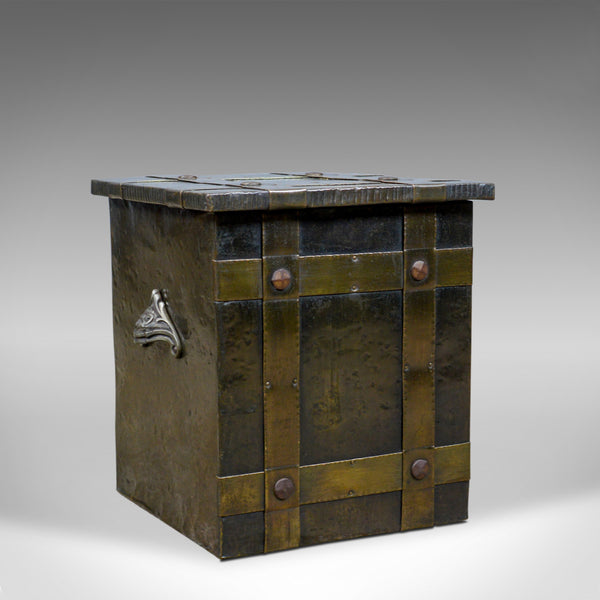 Antique Log Bin, Edwardian, Bound Metal, Fireside Box, Arts and Crafts, c.1910 - London Fine Antiques