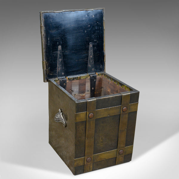 Antique Log Bin, Edwardian, Bound Metal, Fireside Box, Arts and Crafts, c.1910 - London Fine Antiques