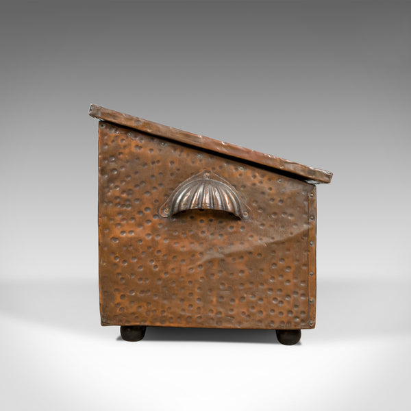 Antique Log Box, English, Art Nouveau, Fireside Scuttle, Copper, Circa 1920 - London Fine Antiques