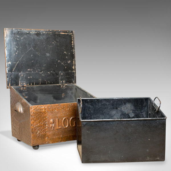 Antique Log Box, English, Art Nouveau, Fireside Scuttle, Copper, Circa 1920 - London Fine Antiques