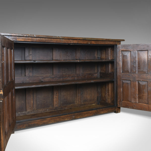 Antique Long Cupboard, Large, Heavy, Early, English, Oak, Panelled C17th & Later - London Fine Antiques