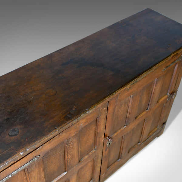 Antique Long Cupboard, Large, Heavy, Early, English, Oak, Panelled C17th & Later - London Fine Antiques