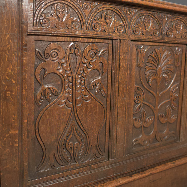 Antique Long Cupboard, c.1700 and Later English Carved Oak Dresser Base Cabinet - London Fine Antiques