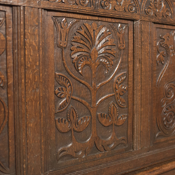 Antique Long Cupboard, c.1700 and Later English Carved Oak Dresser Base Cabinet - London Fine Antiques