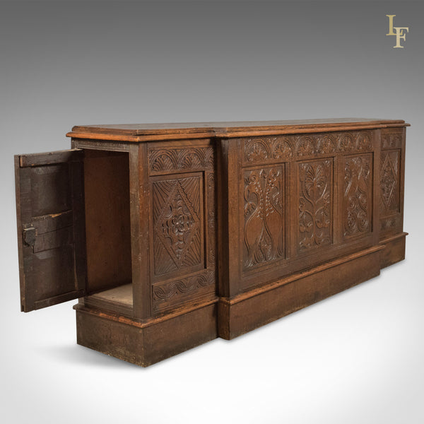 Antique Long Cupboard, c.1700 and Later English Carved Oak Dresser Base Cabinet - London Fine Antiques