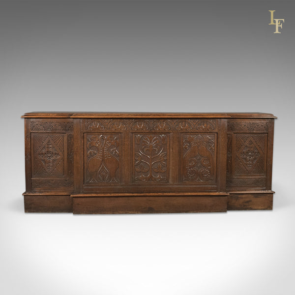 Antique Long Cupboard, c.1700 and Later English Carved Oak Dresser Base Cabinet - London Fine Antiques