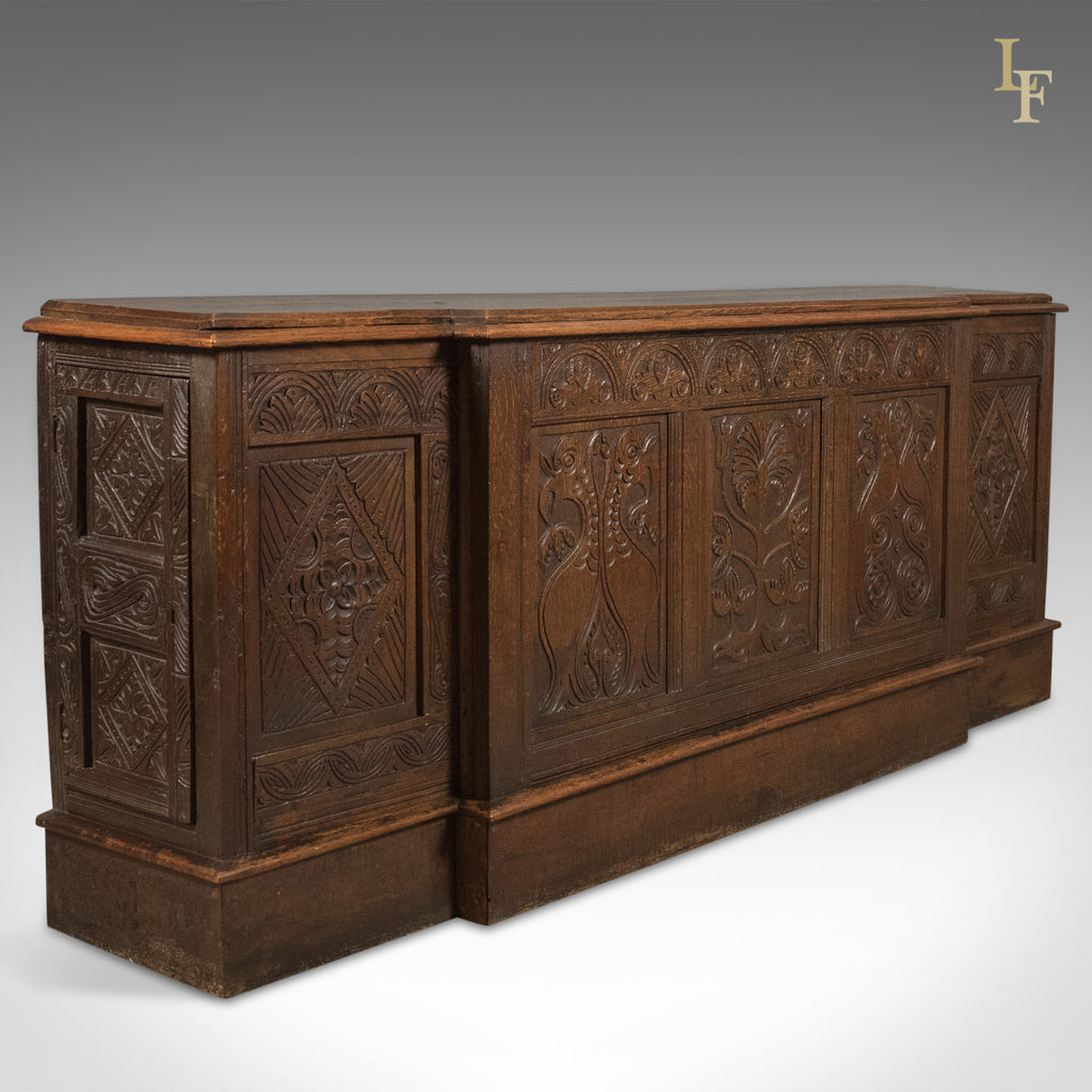 Antique Long Cupboard, c.1700 and Later English Carved Oak Dresser Base Cabinet - London Fine Antiques