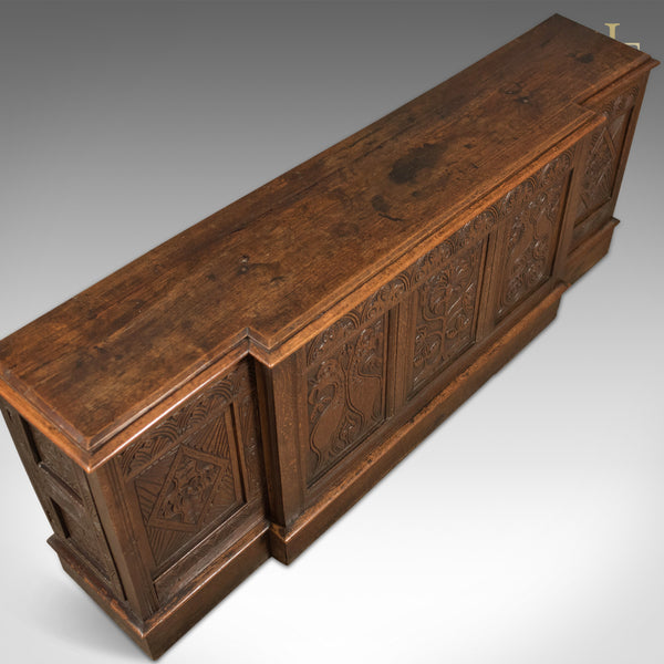 Antique Long Cupboard, c.1700 and Later English Carved Oak Dresser Base Cabinet - London Fine Antiques
