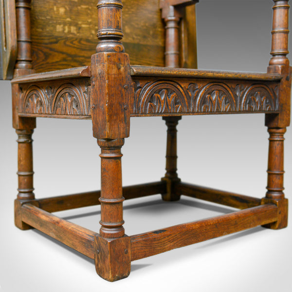 Antique Monk's Bench, Metamorphic Table, Chair, English Oak, C18th and Later - London Fine Antiques