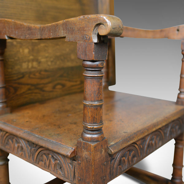 Antique Monk's Bench, Metamorphic Table, Chair, English Oak, C18th and Later - London Fine Antiques
