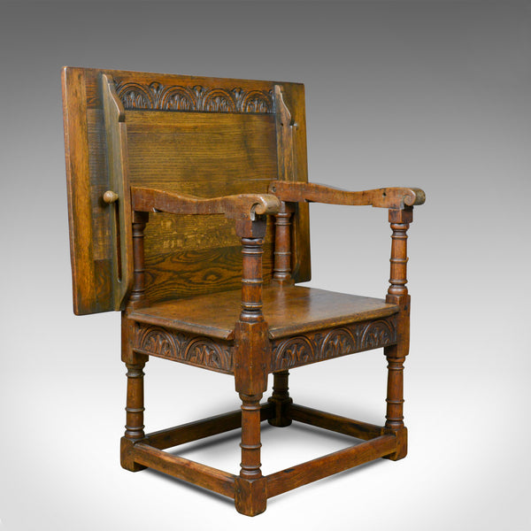 Antique Monk's Bench, Metamorphic Table, Chair, English Oak, C18th and Later - London Fine Antiques