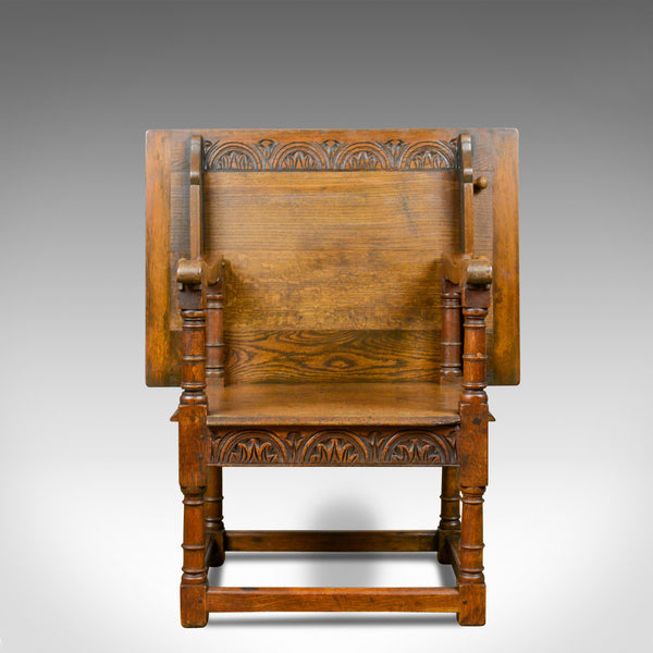 Antique Monk's Bench, Metamorphic Table, Chair, English Oak, C18th and Later - London Fine Antiques