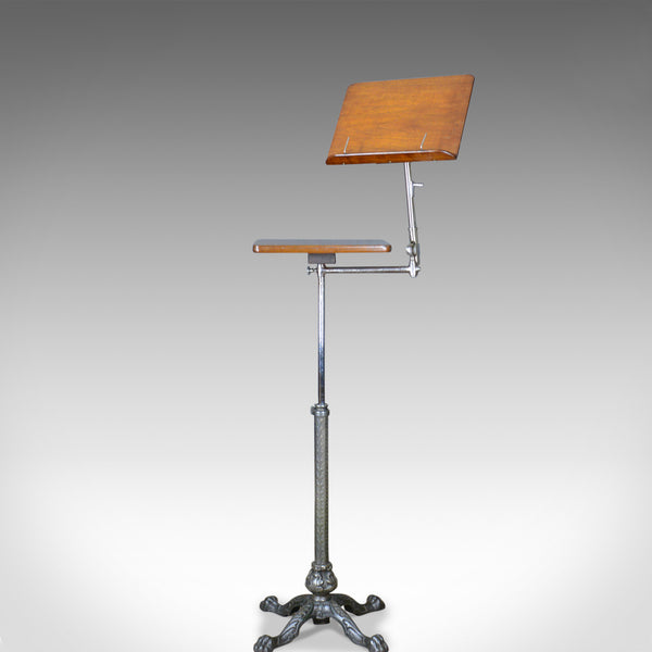 Antique Music Stand, Adjustable Reading Lectern Table, Leveson London, c1900 - London Fine Antiques