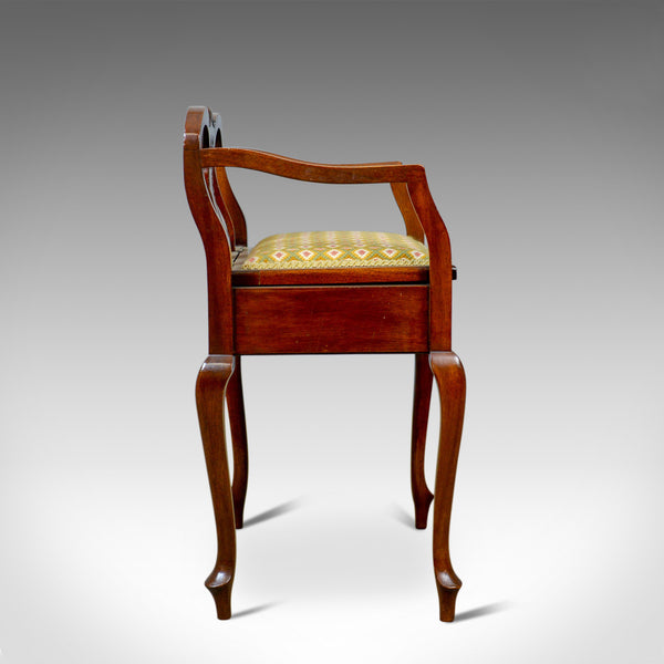 Antique Music Stool, English, Edwardian, Mahogany, Piano Seat, Needlepoint c1910 - London Fine Antiques