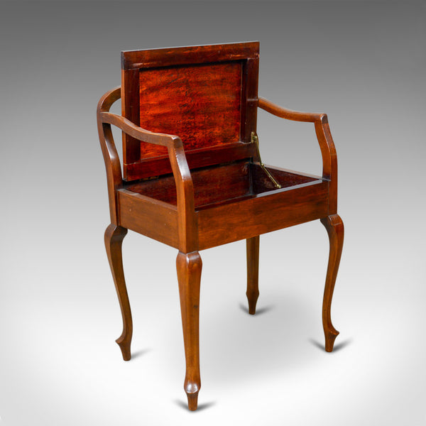 Antique Music Stool, English, Edwardian, Mahogany, Piano Seat, Needlepoint c1910 - London Fine Antiques