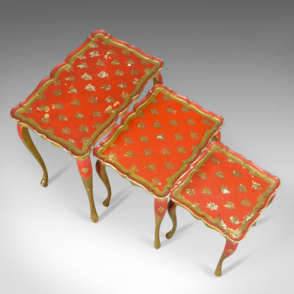 Antique Nest of Tables, Three, French, Painted, Gilt, Occasional, Circa 1900 - London Fine Antiques