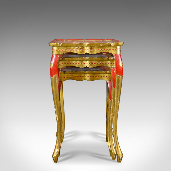 Antique Nest of Tables, Three, French, Painted, Gilt, Occasional, Circa 1900 - London Fine Antiques
