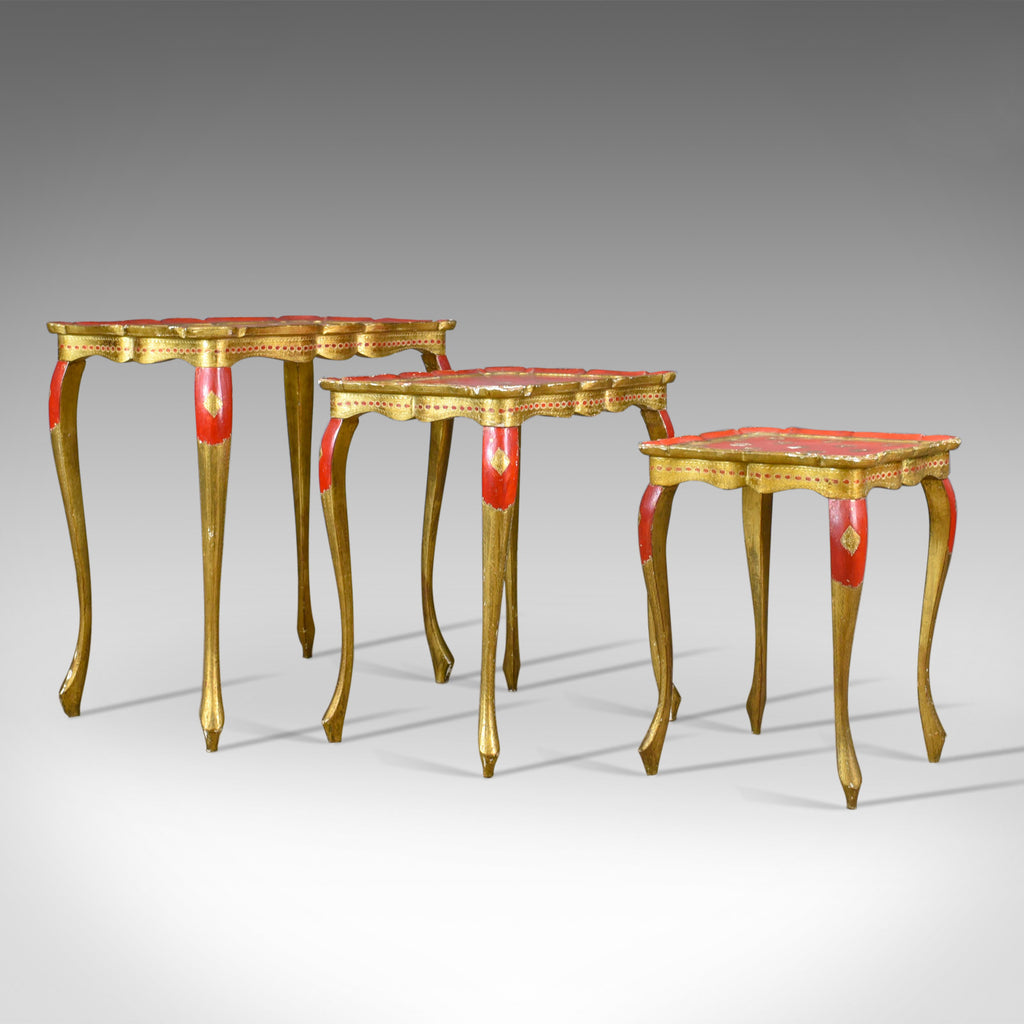Antique Nest of Tables, Three, French, Painted, Gilt, Occasional, Circa 1900 - London Fine Antiques