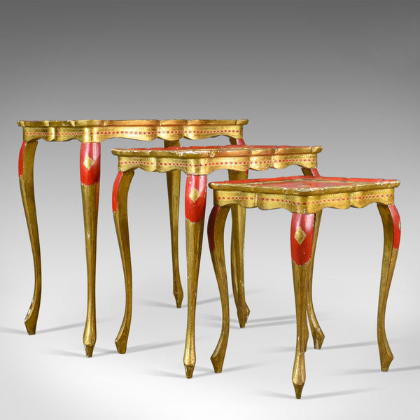 Antique Nest of Tables, Three, French, Painted, Gilt, Occasional, Circa 1900 - London Fine Antiques