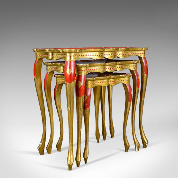 Antique Nest of Tables, Three, French, Painted, Gilt, Occasional, Circa 1900 - London Fine Antiques