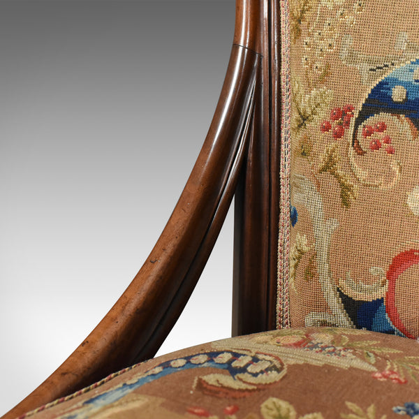 Antique Nursing Chair, English Walnut, Needlepoint Tapestry Victorian Circa 1840 - London Fine Antiques