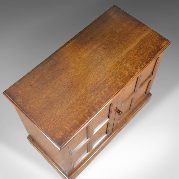 Antique Oak Cupboard, Two Door, English, Panelled, Low Cabinet Edwardian, c.1910 - London Fine Antiques