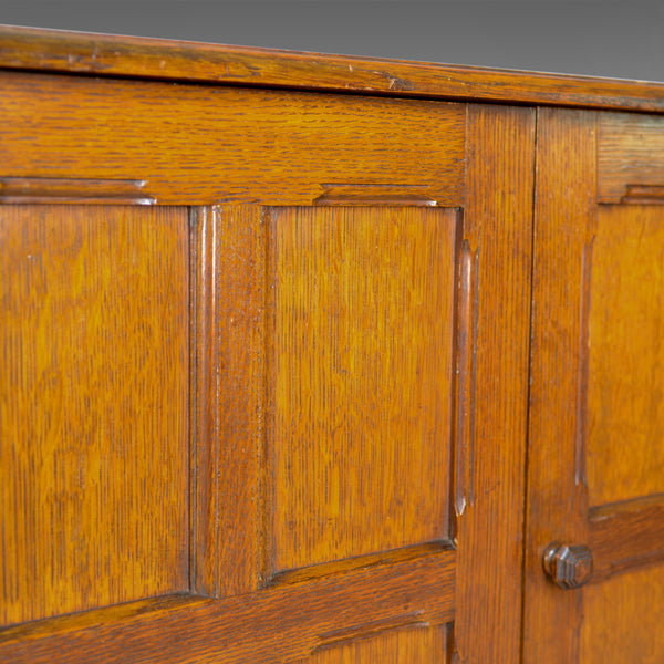 Antique Oak Cupboard, Two Door, English, Panelled, Low Cabinet Edwardian, c.1910 - London Fine Antiques