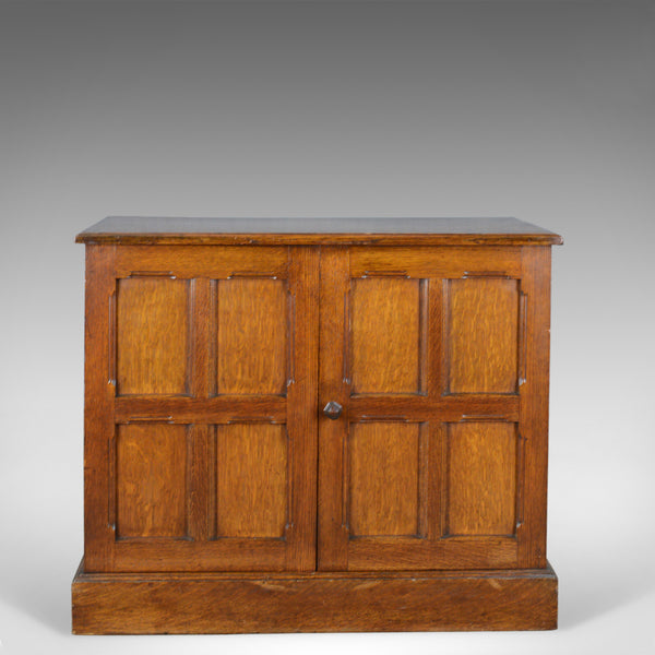 Antique Oak Cupboard, Two Door, English, Panelled, Low Cabinet Edwardian, c.1910 - London Fine Antiques