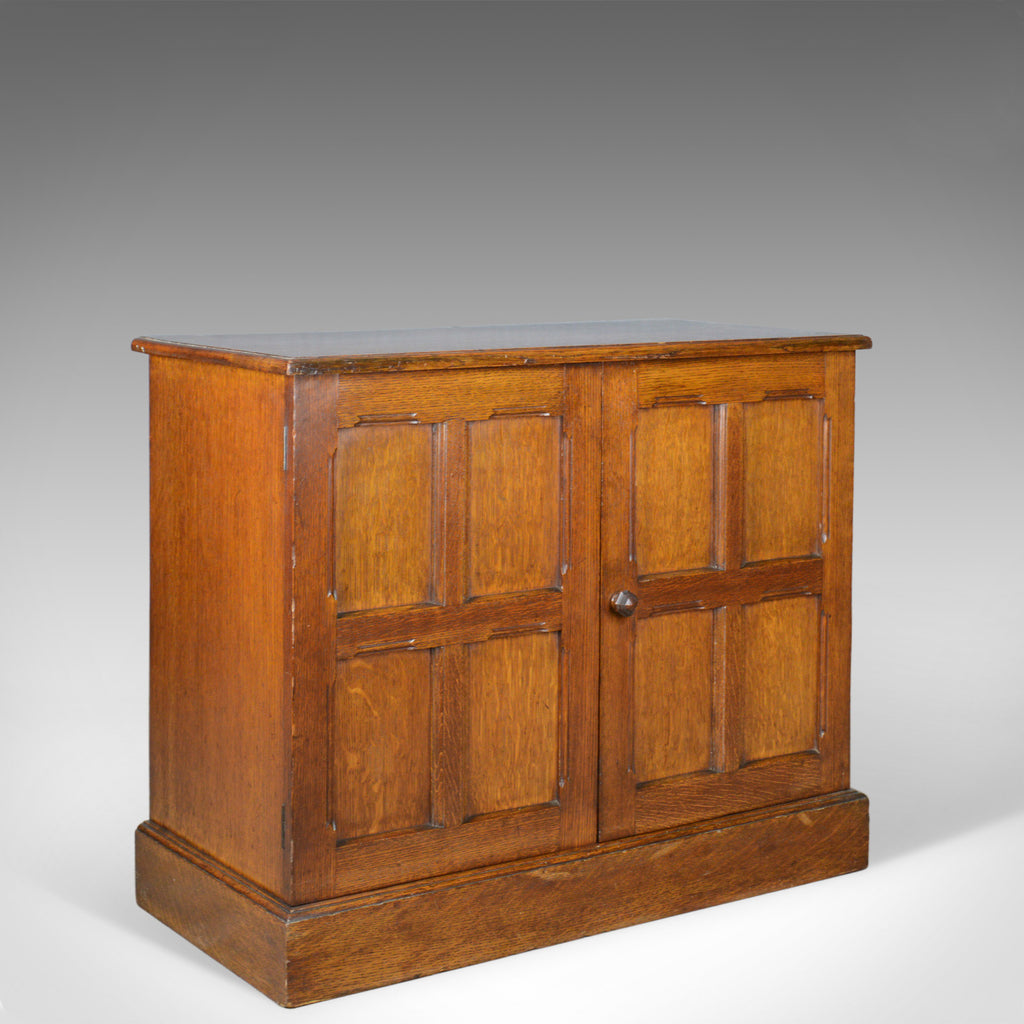Antique Oak Cupboard, Two Door, English, Panelled, Low Cabinet Edwardian, c.1910 - London Fine Antiques