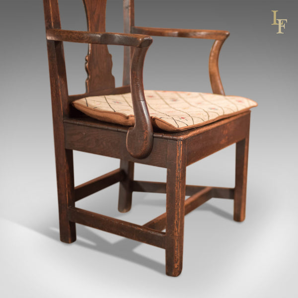 Late Georgian Oak Open Armchair, c.1800 - London Fine Antiques