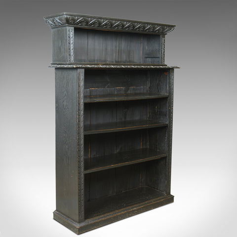Antique Open Bookshelf, Oak, Victorian, Bookcase, Jacobean Overtones Circa 1890 - London Fine Antiques