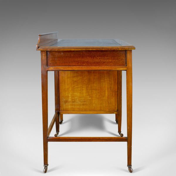 Antique Open Pedestal Desk, English, Edwardian, Kneehole, Writing, Circa 1910 - London Fine Antiques
