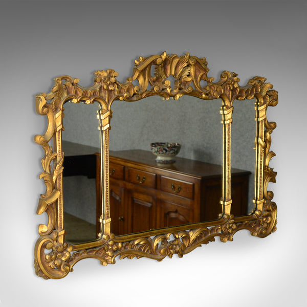 Antique Overmantel Mirror, English, Regency Revival, Giltwood, Triptych c.1900 - London Fine Antiques