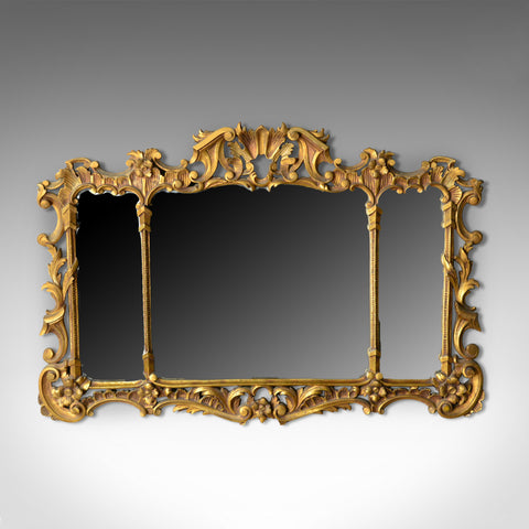 Antique Overmantel Mirror, English, Regency Revival, Giltwood, Triptych c.1900 - London Fine Antiques