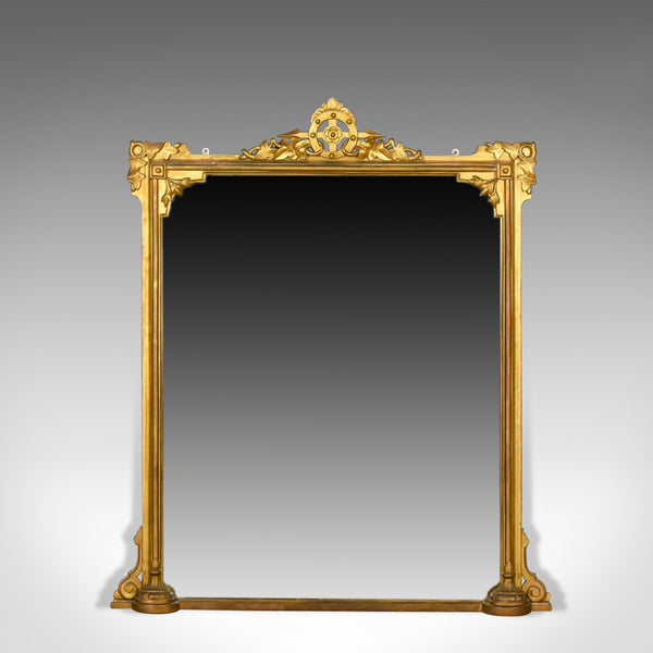 Antique Overmantel Mirror, English Victorian, Wall Giltwood and Gesso Circa 1850 - London Fine Antiques