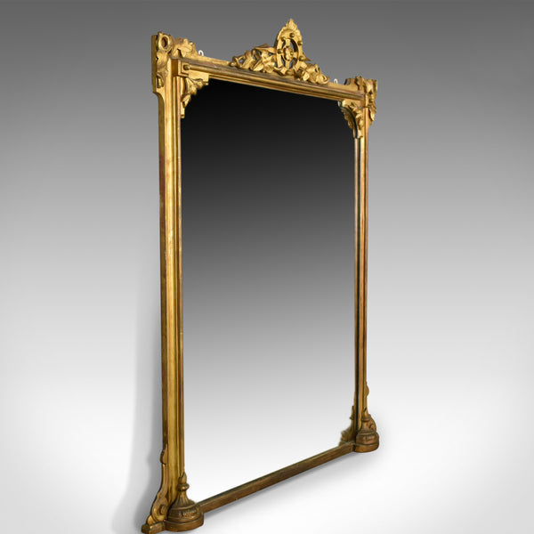 Antique Overmantel Mirror, English Victorian, Wall Giltwood and Gesso Circa 1850 - London Fine Antiques