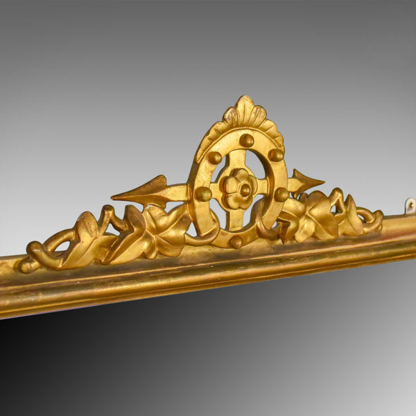 Antique Overmantel Mirror, English Victorian, Wall Giltwood and Gesso Circa 1850 - London Fine Antiques