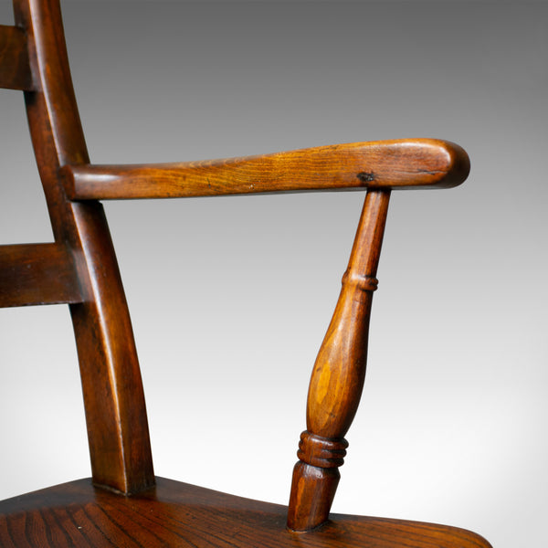 Antique Oxford Elbow Chair, Victorian, Windsor, Lath Back, Armchair, Elm, c.1850 - London Fine Antiques