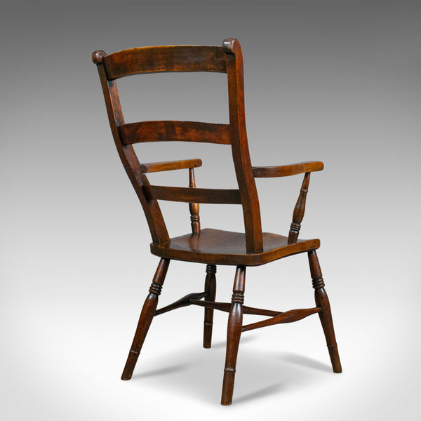 Antique Oxford Elbow Chair, Victorian, Windsor, Lath Back, Armchair, Elm, c.1850 - London Fine Antiques