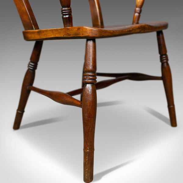 Antique Oxford Elbow Chair, Victorian, Windsor, Lath Back, Armchair, Elm, c.1850 - London Fine Antiques