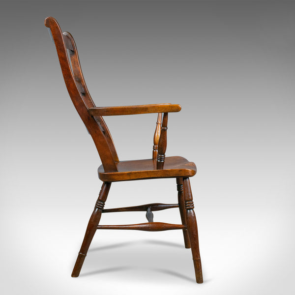 Antique Oxford Elbow Chair, Victorian, Windsor, Lath Back, Armchair, Elm, c.1850 - London Fine Antiques