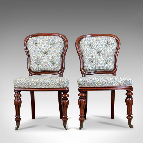 Antique Pair of Chairs, William IV, Mahogany, Button Back, Parlour, Side c.1835 - London Fine Antiques