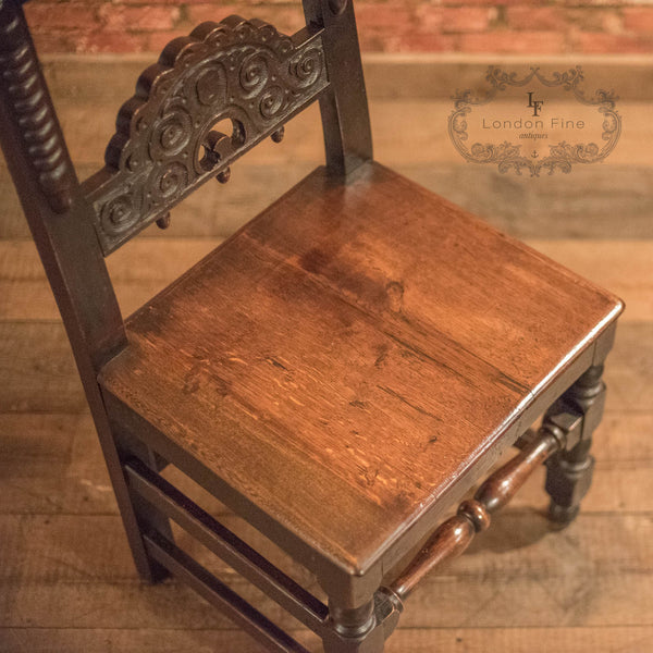 Victorian Pair of Oak Hall Chairs, c.1880 - London Fine Antiques