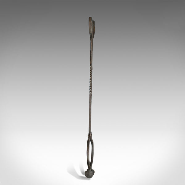 Antique Pair of Large Fire Tongs, Georgian, Hand Forged Iron, Stirrup circa 1800 - London Fine Antiques