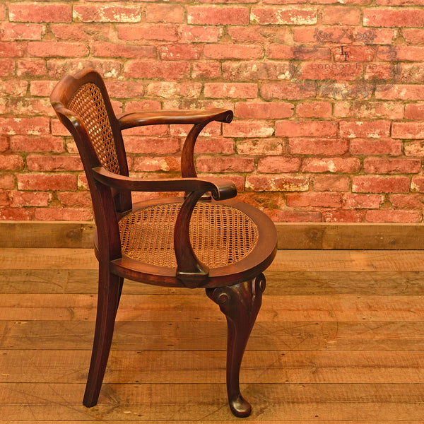 A Pair of Early 20th Century Beech & Cane Armchairs - London Fine Antiques