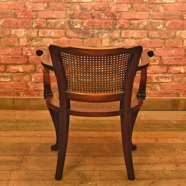 A Pair of Early 20th Century Beech & Cane Armchairs - London Fine Antiques
