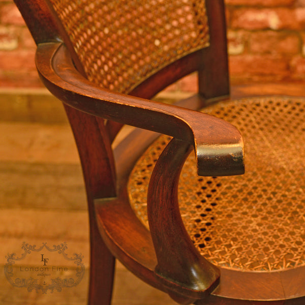 A Pair of Early 20th Century Beech & Cane Armchairs - London Fine Antiques